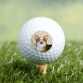 赤毛三色ペンブロークウェルシュコーギーポートレート ゴルフボール (インサイチュ 木)