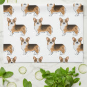 赤毛三色ペンブロークウェルシュコーギー模様 キッチンタオル (折り畳み)