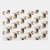 赤毛三色ペンブロークウェルシュコーギー模様 キッチンタオル (横)