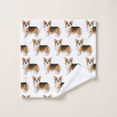 赤毛三色ペンブロークウェルシュコーギー模様 バスタオルセット (ウォッシュタオル)