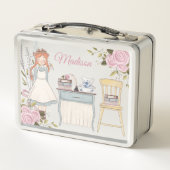 赤毛女子ピンク·フローラ·ブッビクトリアンクスクール メタルランチボックス (裏面)