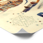 赤毛女性の笑顔とスキーのポスター ポスター (角)