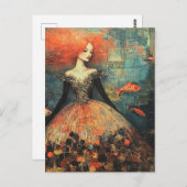 赤毛女性の魚鱗ファッション ポストカード (正面/裏面)