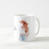 赤毛女性ジーンズ コーヒーマグカップ (正面右)