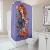 赤毛女性タトゥー シャワーカーテン (インサイチュ)