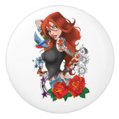 赤毛女性タトゥー セラミックノブ (正面)