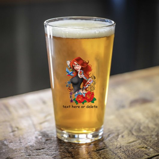 赤毛女性タトゥー タンブラーグラス
