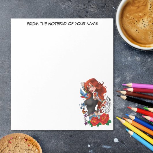 赤毛女性タトゥー ノートパッド