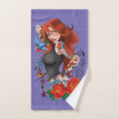 赤毛女性タトゥー バスタオルセット (ハンドタオル)