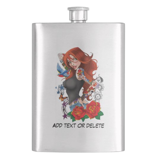 赤毛女性タトゥー フラスク (正面)