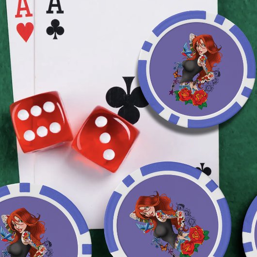 赤毛女性タトゥー ポーカーチップ