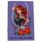 赤毛女性タトゥー ミディアムペーパーバッグ (正面)