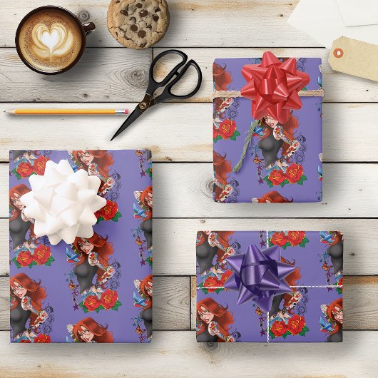 赤毛女性タトゥー ラッピングペーパーシート