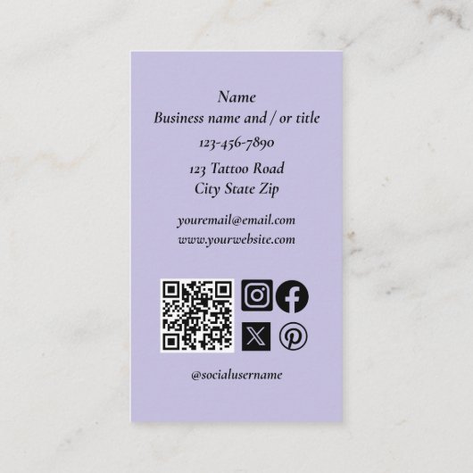 赤毛女性タトゥー 名刺 (裏面)