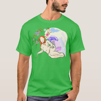 赤毛女性リクライニング Tシャツ