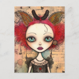 赤毛妖精ミックスメディアコラージュ ポストカード