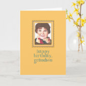 赤毛少年から孫への誕生日カード カード (黄色い花)