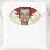 赤毛熱狂する朝 楕円形シール (バッグ)