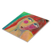 赤毛遠くにの抽象芸術の遠いポートレート タイル (側面)