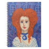 赤毛、ジンジャーガールロココファイバーアートブルーオレンジ ノートブック (正面)