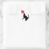 赤気球ステッカー付き黒猫 ラウンドシール (バッグ)