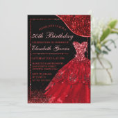 赤水カラードレス&赤波エッジ誕生日 招待状 (スタンド正面)