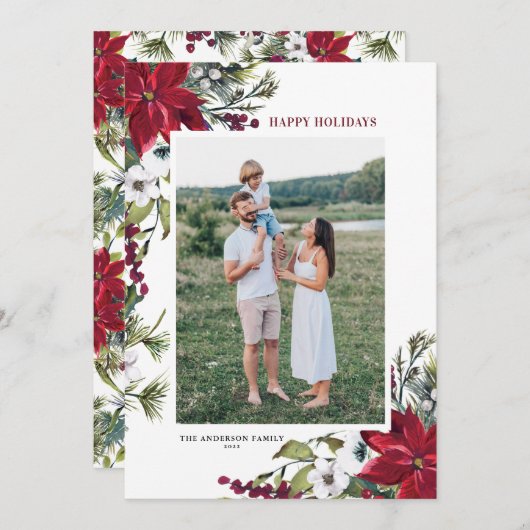 赤水彩ポインセチア植物写真 シーズンカード (正面/裏面)