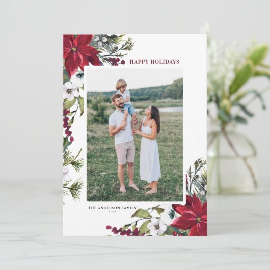 赤水彩ポインセチア植物写真 シーズンカード (スタンド正面)