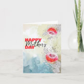 赤水彩黒墨花模様母の日 カード (正面)