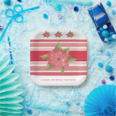 赤水玉模様とフローラ ペーパープレート (パーティー)