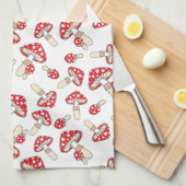 赤水玉模様キノコ キッチンタオル (四つ折り)