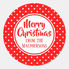 赤水玉模様クリスマスステッカー ラウンドシール