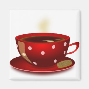 赤水玉模様コーヒーカップ磁石 マグネット