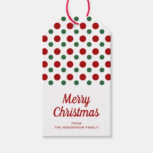 赤水玉模様モダンメリークリスマス ギフトタグ (正面)