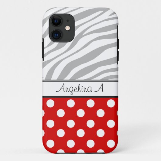 赤水玉模様ライトゼブラ印刷iPhone 5ケース Case-Mate iPhoneケース (裏面)