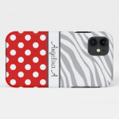 赤水玉模様ライトゼブラ印刷iPhone 5ケース Case-Mate iPhoneケース (裏面(横))