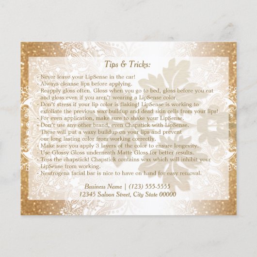 赤水玉模様リップ指示フライヤー – 金ゴールド チラシ (裏面)
