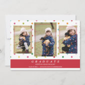 赤水玉模様大おもしろい学院3写真大学 招待状 (正面)