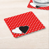 赤水玉模様 スクエアペーパーコースター (アングル)