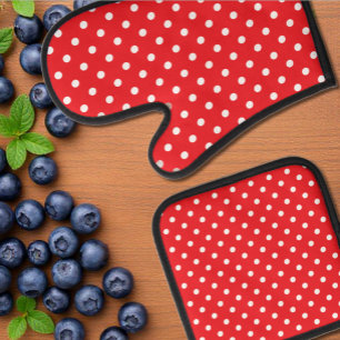 赤水玉模様 鍋つかみ&鍋敷きセット