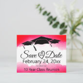 赤水色クラス懇親会保存日付カスタム ポストカード (スタンド正面)