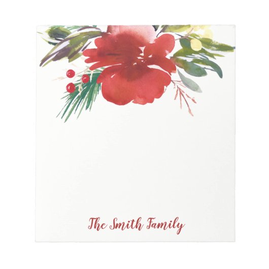 赤水色クリスマスフラワーメモ帳 ノートパッド (正面)