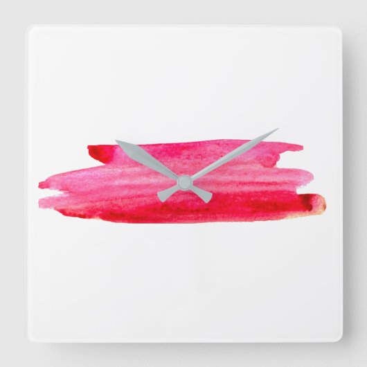 赤水色ストライプ抽象芸術 スクエア壁時計 (正面)