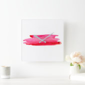 赤水色ストライプ抽象芸術 スクエア壁時計 (ホーム)