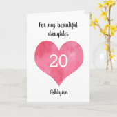 赤水色ハート20th誕生日カード カード (黄色い花)