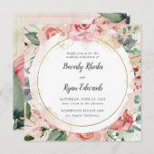 赤水色バラ結婚ズ 招待状 (正面/裏面)