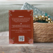 赤水色フローラ枠結婚式招待状QR 招待状