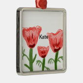 赤水色フローラ水彩追加名文字thr メタルオーナメント (右)