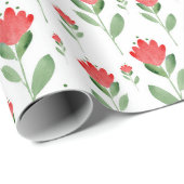 赤水色抽象芸術花模様 ラッピングペーパー (ロールコーナー)