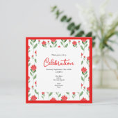 赤水色抽象芸術花模様 招待状 (スタンド正面)